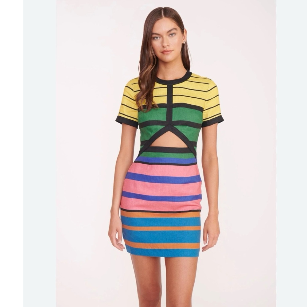 STAUD Multicolor Striped Mini Dress